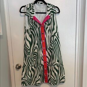 THML Green and Pink Zebra Print Dress large